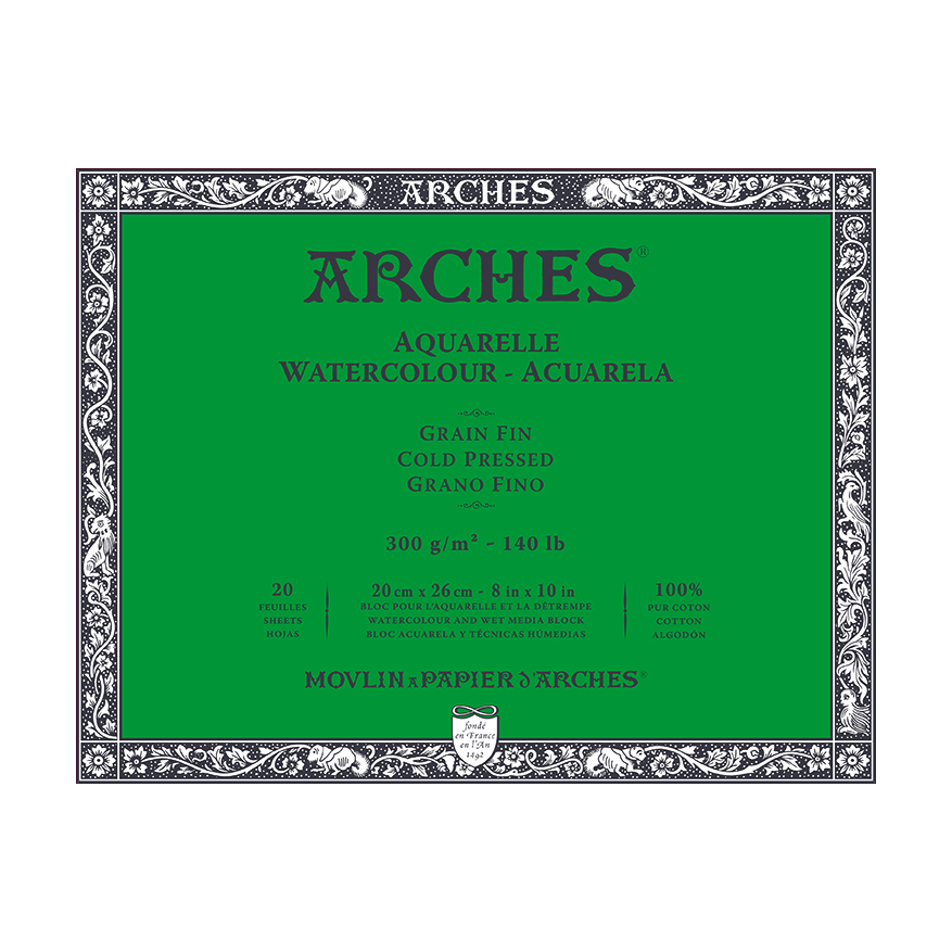 ARCHES Aquarelle akvarelltömb CP természetes fehér 300 g/m² – 20 lap