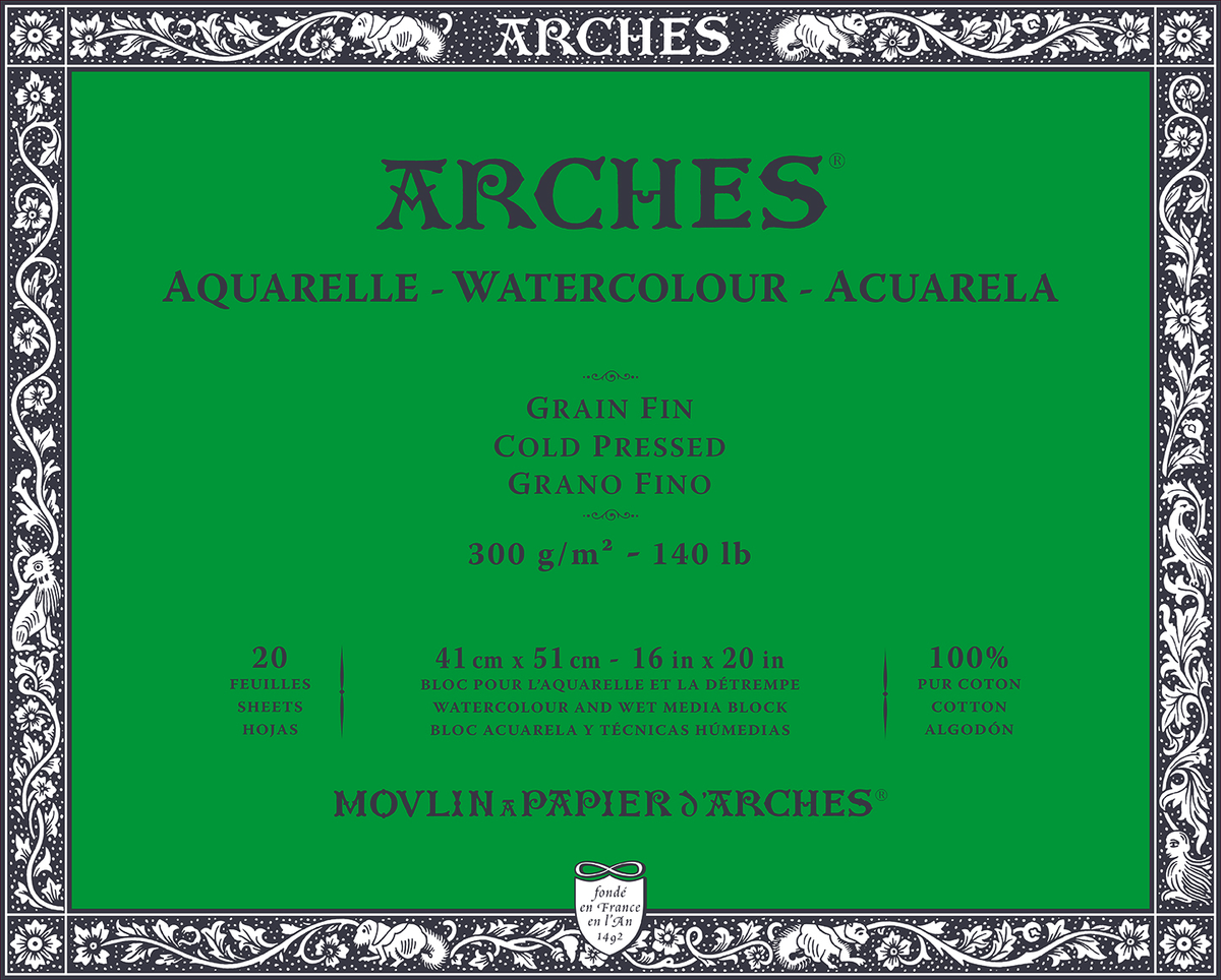 ARCHES Aquarelle akvarelltömb CP természetes fehér 300 g/m² – 20 lap