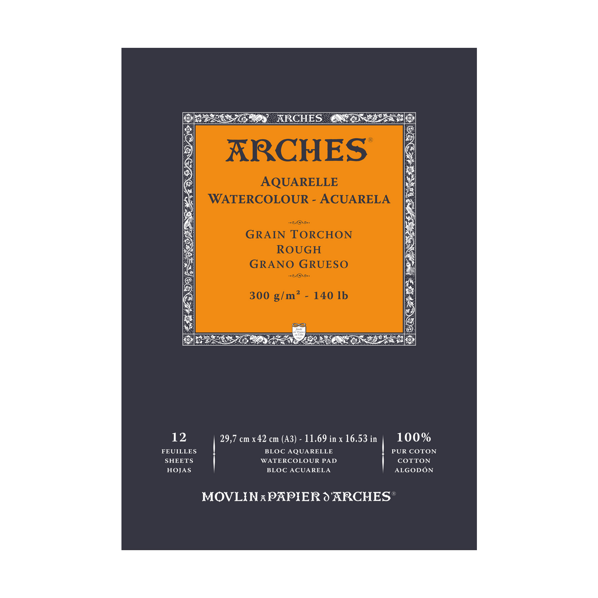 ARCHES Aquarelle akvarelltömb durva szemcsés természetes fehér 300 g/m² – 12 lap
