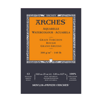 ARCHES Aquarelle akvarelltömb durva szemcsés természetes fehér 300 g/m² – 12 lap
