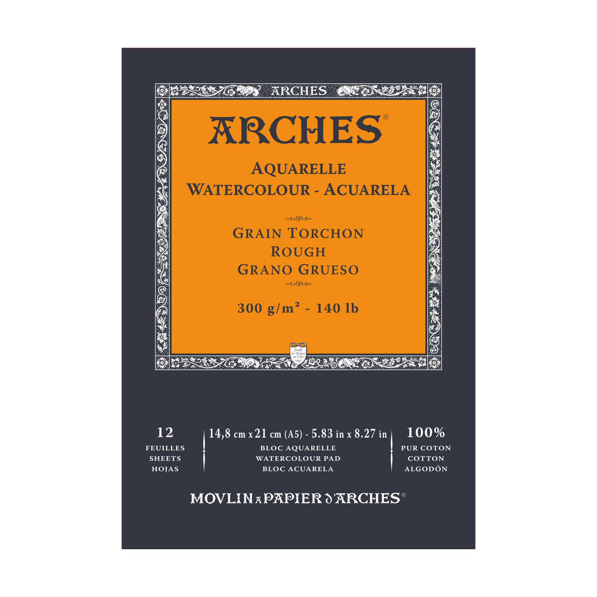 ARCHES Aquarelle akvarelltömb durva szemcsés természetes fehér 300 g/m² – 12 lap