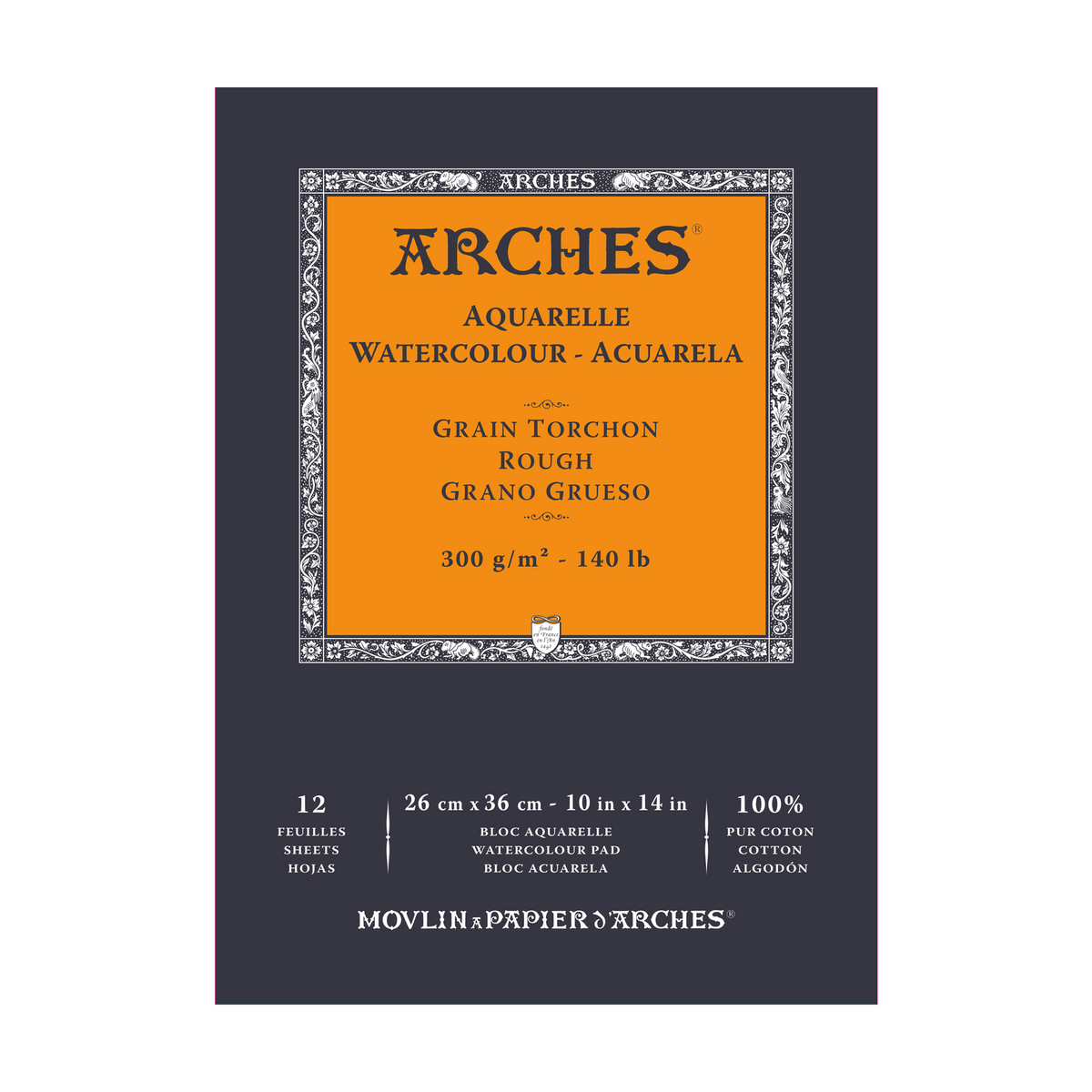 ARCHES Aquarelle akvarelltömb durva szemcsés természetes fehér 300 g/m² – 12 lap