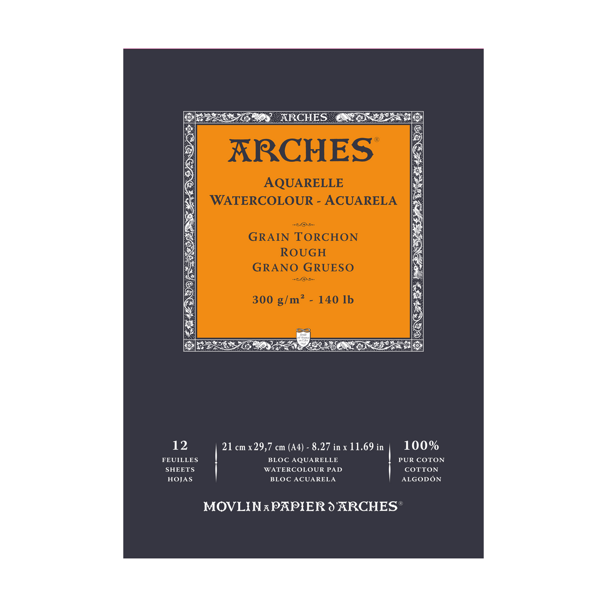 ARCHES Aquarelle akvarelltömb durva szemcsés természetes fehér 300 g/m² – 12 lap