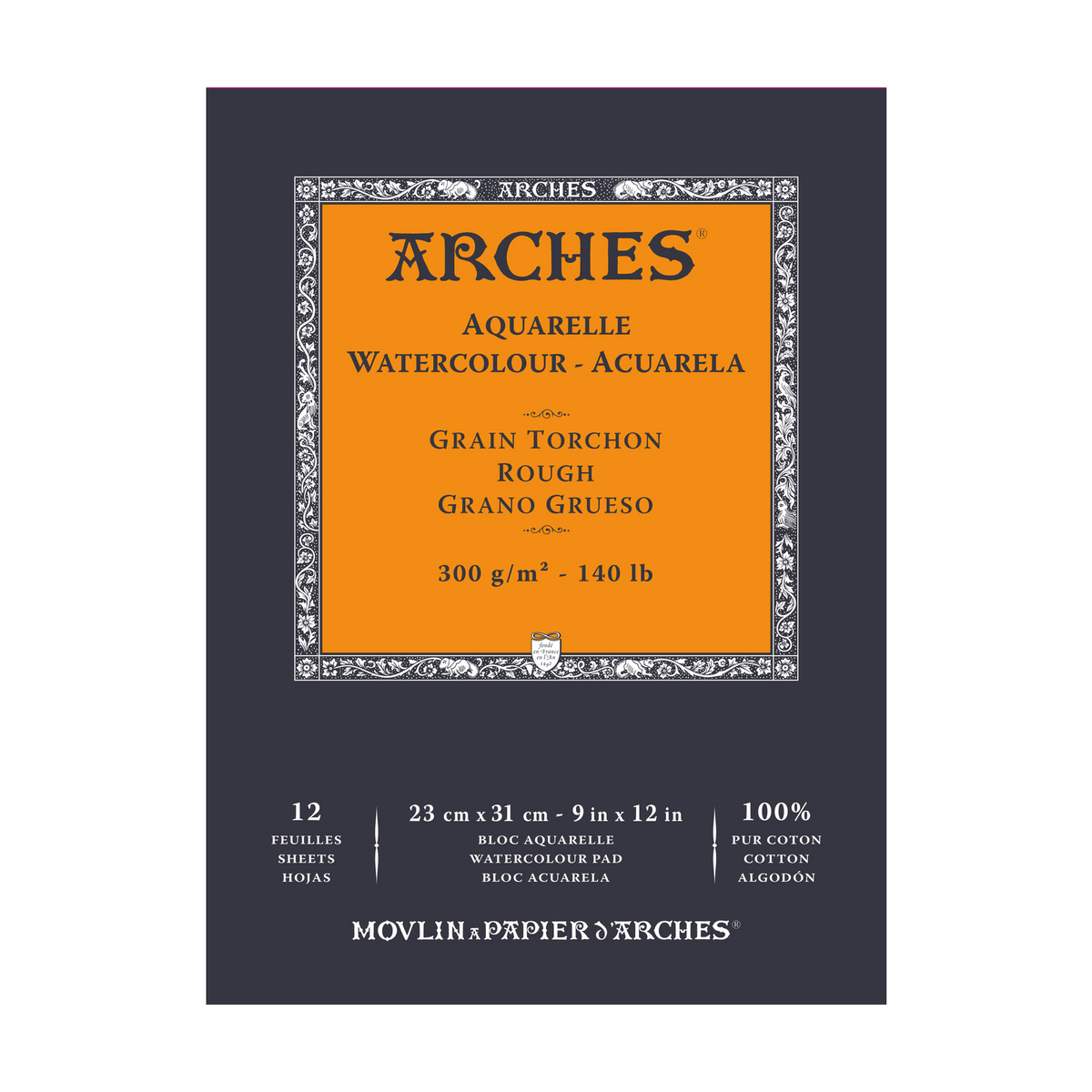 ARCHES Aquarelle akvarelltömb durva szemcsés természetes fehér 300 g/m² – 12 lap