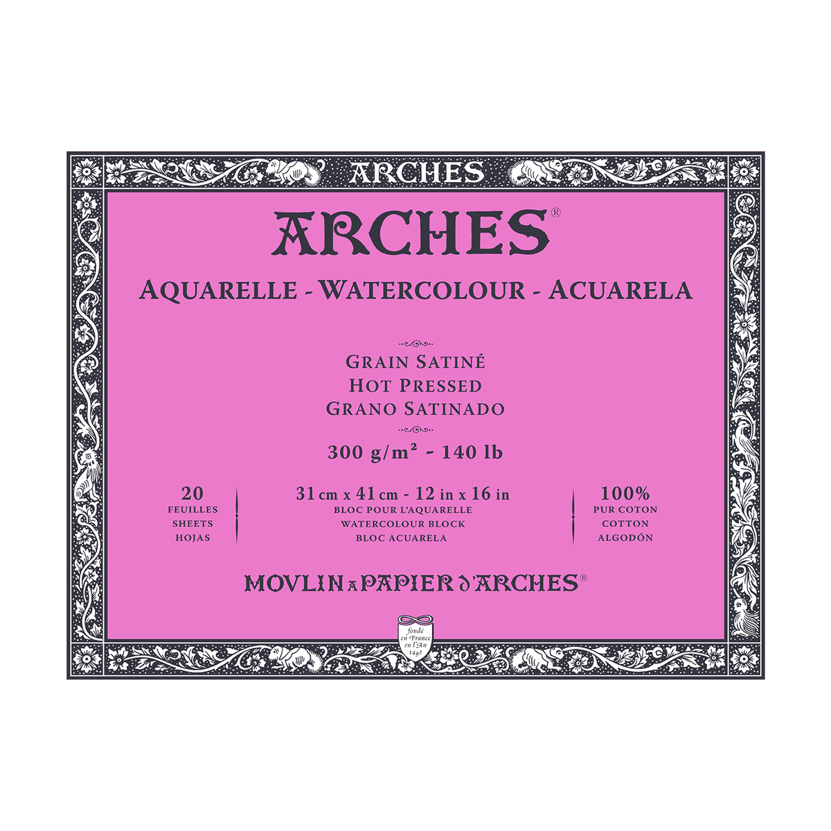ARCHES HP akvarelltömb természetes fehér 300 g/m² – 20 lapos