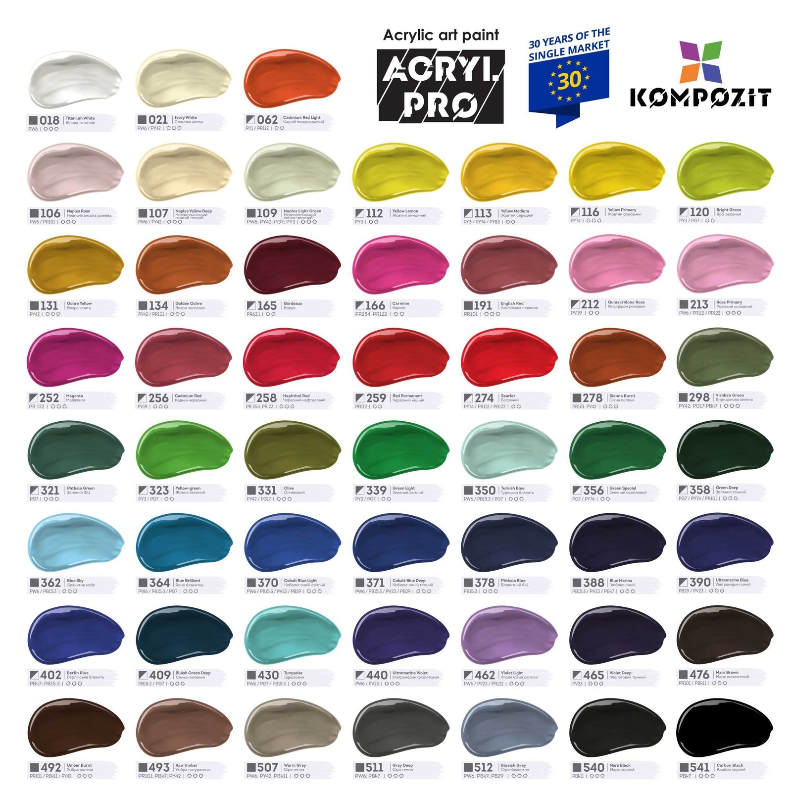 Kompozit ACRYL PRO BOX akrilfesték készlet 73 x 75 ml