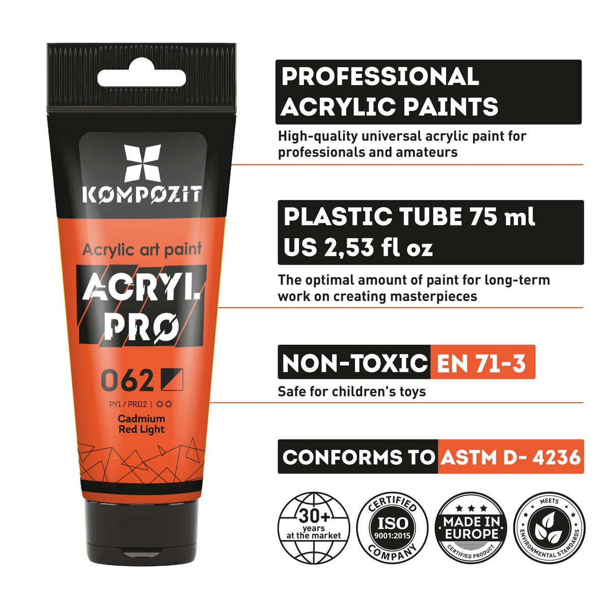 Kompozit ACRYL PRO BOX akrilfesték készlet 73 x 75 ml
