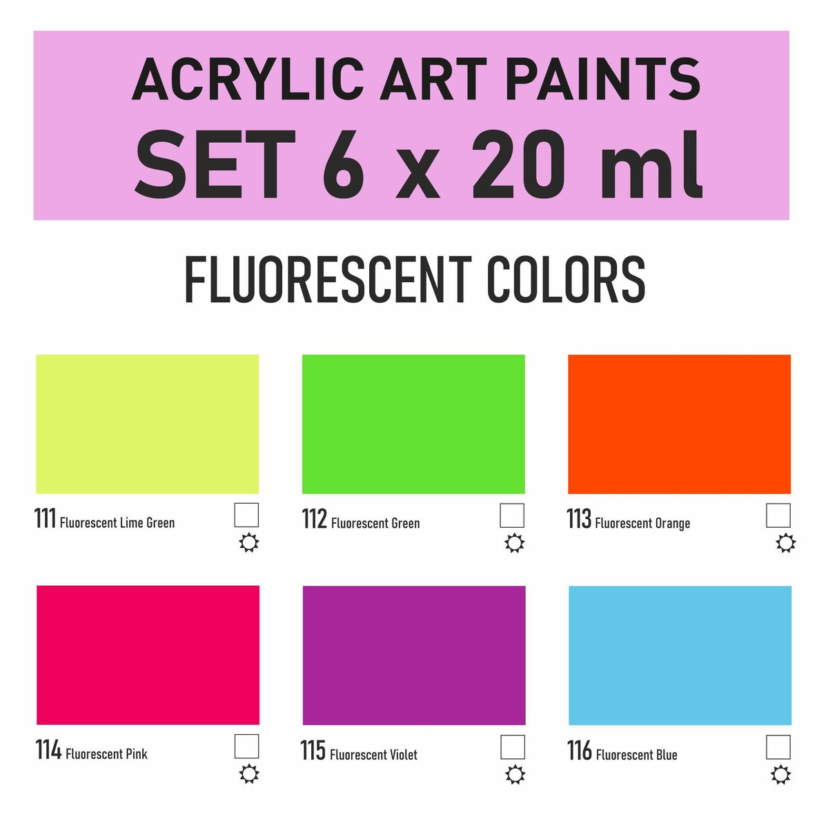 Kompozit STANDART Fluorescent akrilfesték készlet 6 x 20 ml