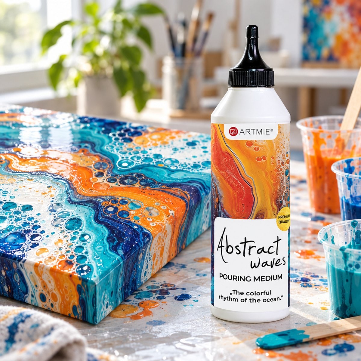 ARTMIE Abstract waves öntőközeg 500 ml és kész kép sejthatással