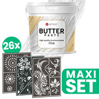 ARTMIE BUTTER domborpaszta + FOLK ART mintájú festősablon készlet - 26 darab