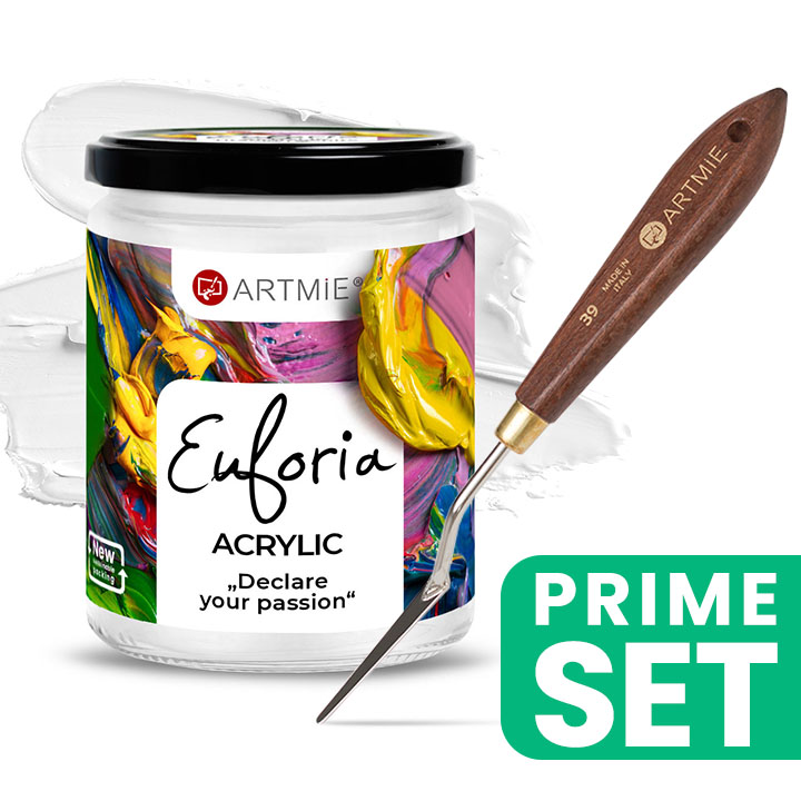 ARTMIE Euforia Titanium fehér akrilfesték és művész spatula készlet