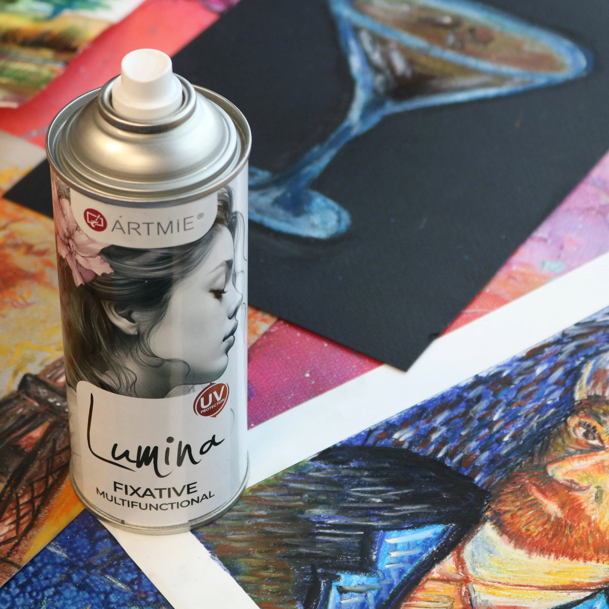 ARTMIE Lumina fixáló spray színes pasztellrajzokon