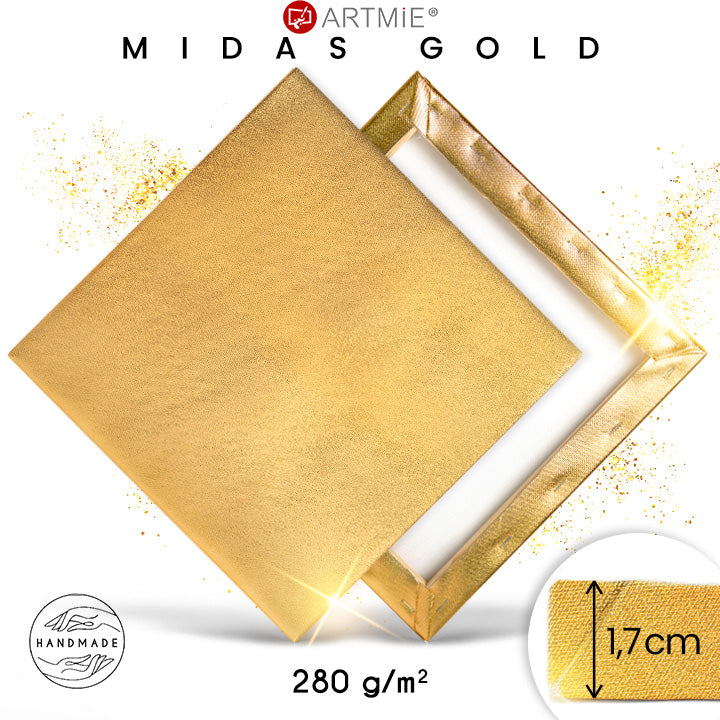 MIDAS arany festővászon vakrámán — 280 g/m² pamut metál arany pigmenttel