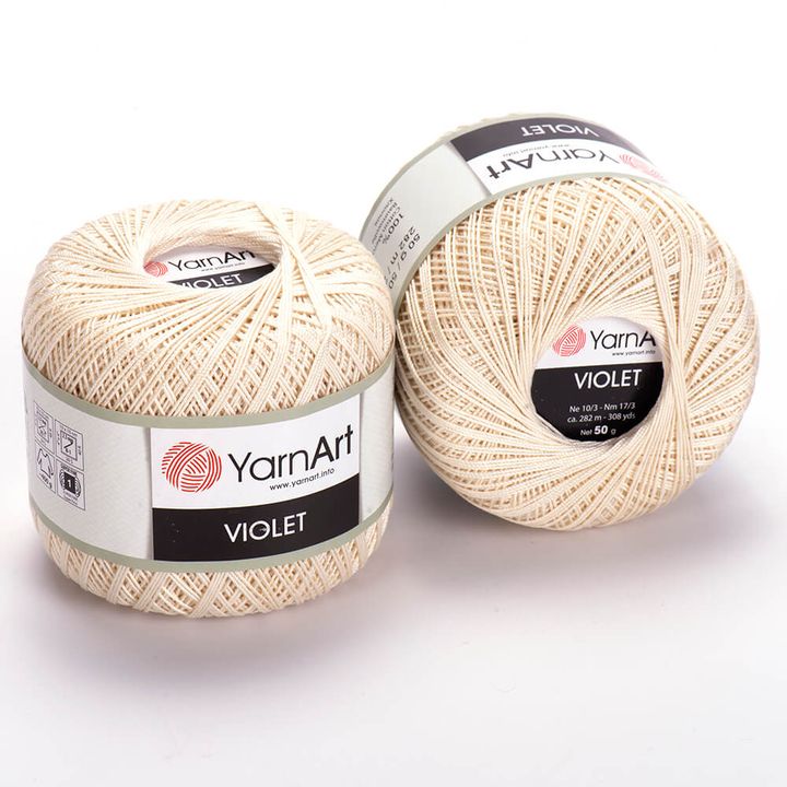 Pamut fonal YarnArt Violet 50 g – 6282 krémfehér
