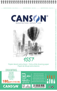 CANSON 1557 vázlattömb 180 g/m² A5 30 lapos, spirálozott