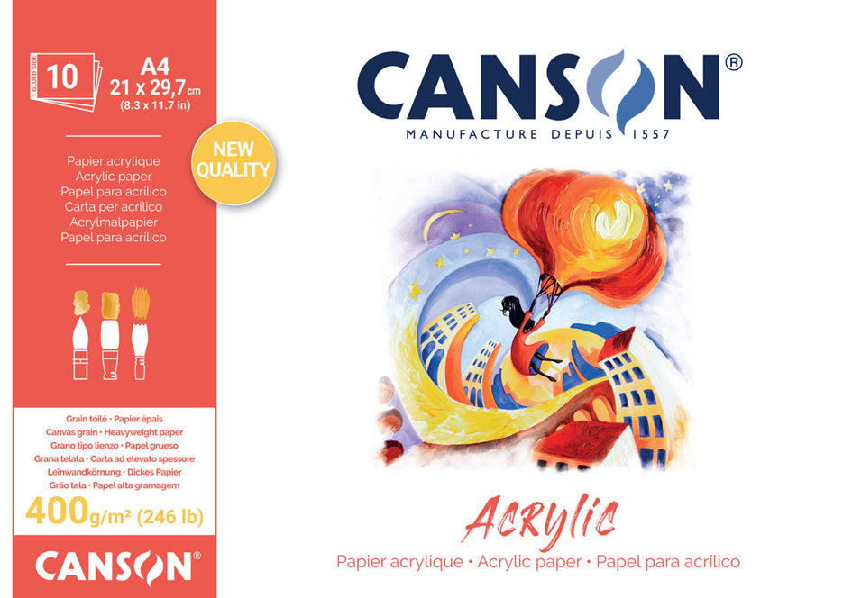 Canson akril festőtömb CP Natural White 400 g/m² - 10 lap, 24 x 33 cm