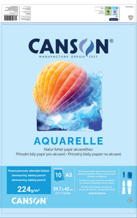 Canson akvarelltömb CP 224 g/m² A3 - 10 lap, ragasztott