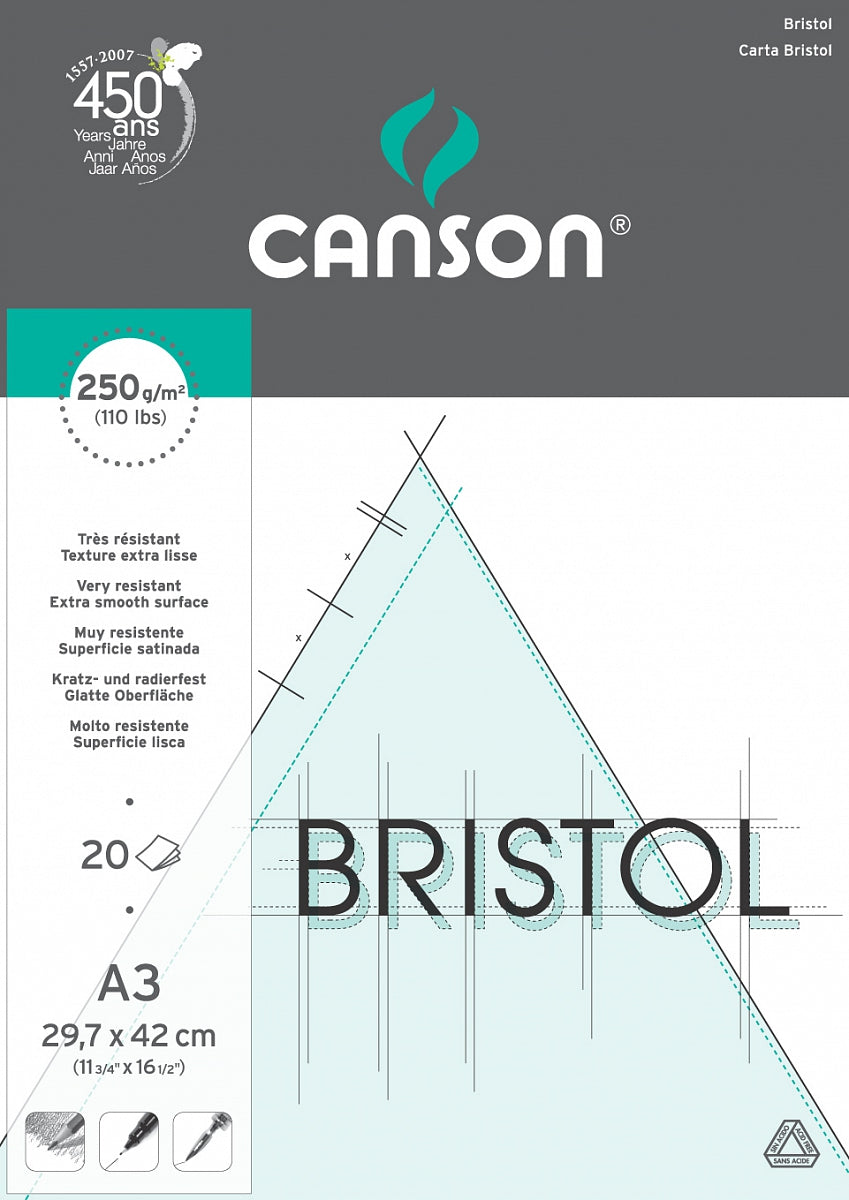 Canson Bristol rajztömb 250 g/m² 20 lap A3 ragasztott