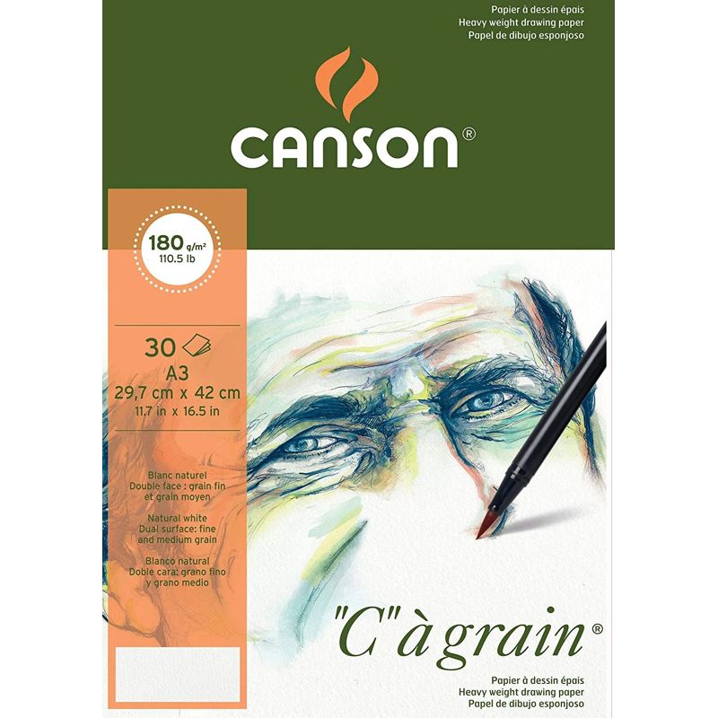 Canson C a grain vázlattömb 180 g A3, 30 lap, finom szemcsés tömb