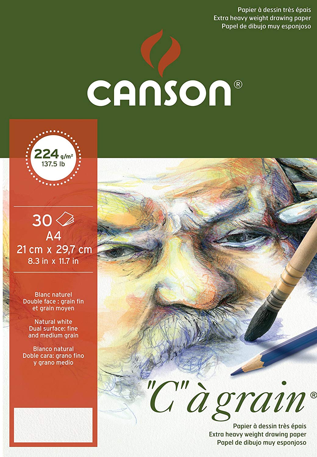 Canson C a grain vázlattömb 224 g/m² 30 lap A5 finomszemcsés ragasztott