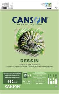 CANSON Dessin rajztömb A3 160 g - 15 lap