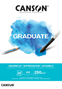 CANSON Graduate akvarelltömb CP 250 g - 20 lap, A4, ragasztott