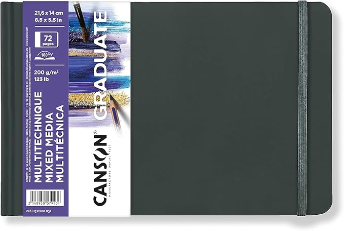 Canson Graduate Art Book Mix Media vázlatfüzet 200 g/m², 72 lap, 14 x 21,6 cm, keménytáblás
