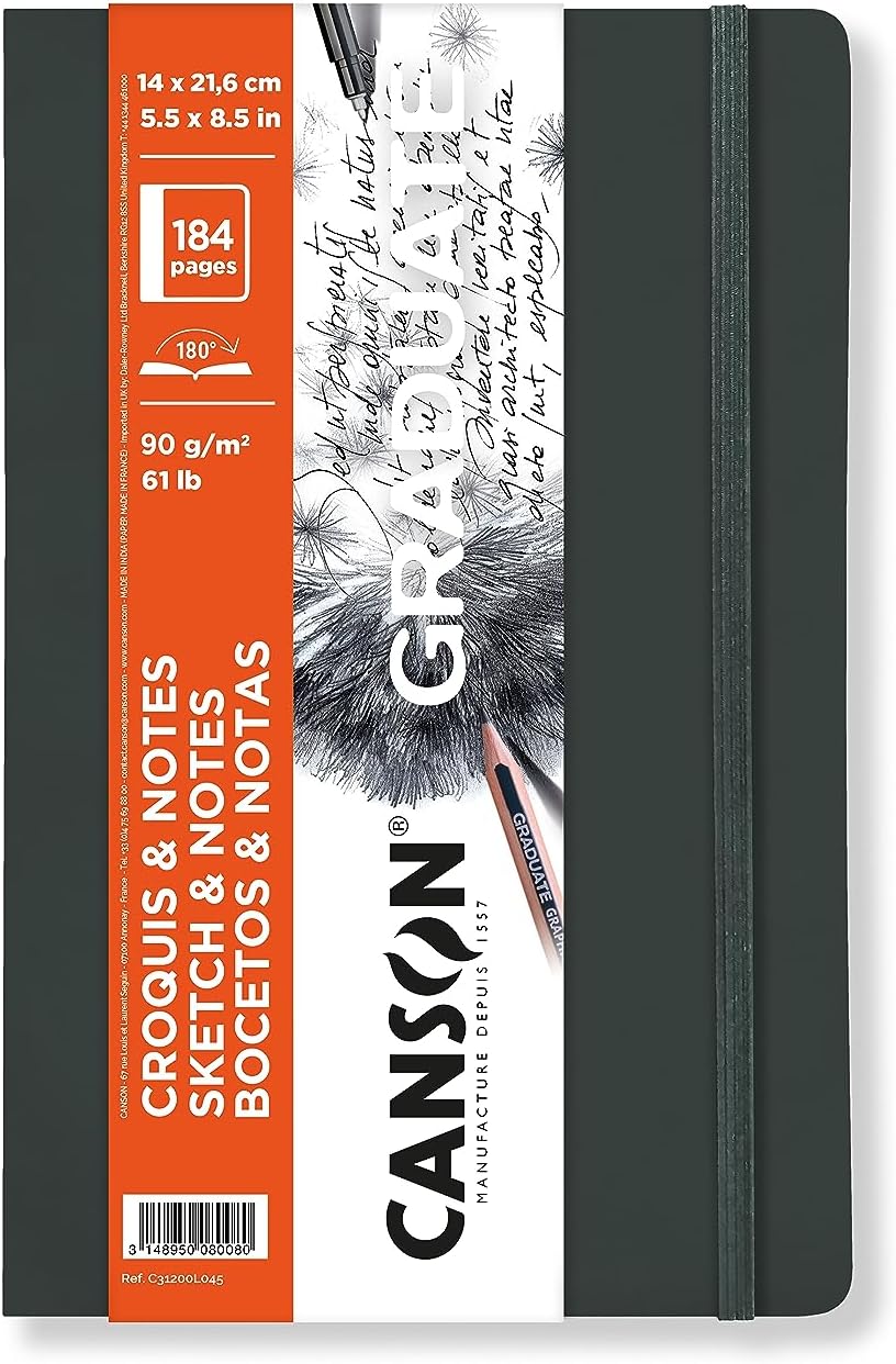 Canson Graduate Art Book vázlatfüzet 90 g/m² 184 lap 14 x 21,6 cm puhafedeles Dark Grey