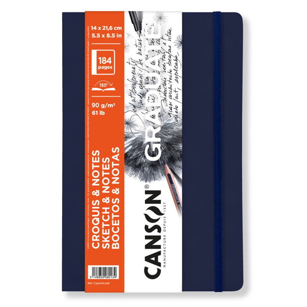Canson Graduate Art Book vázlatfüzet 90 g/m², 184 lap, 14 x 21,6 cm, puhafedeles, Dark Blue