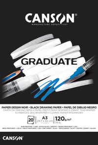 CANSON Graduate fekete vázlattömb 120 g/m² A3 - 20 lap, ragasztott