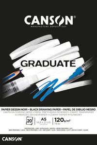 CANSON Graduate fekete vázlattömb 120 g/m² 20 lap A5 ragasztott