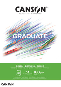 Canson Graduate Drawing White rajztömb 160 g/m² - 30 lap, A3, ragasztott