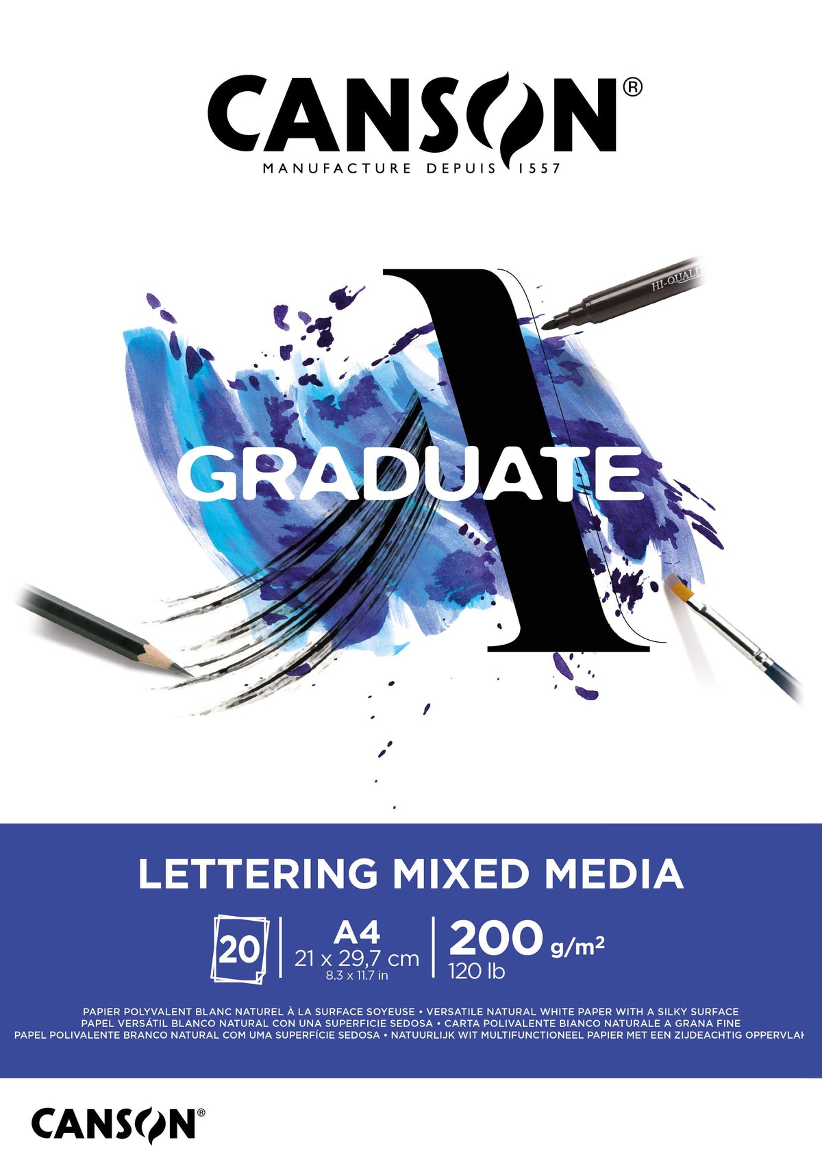Canson Graduate Lettering Mix Media tömb 200 g/m² - 20 lap, A4
