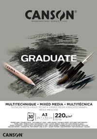 CANSON Graduate Mix Media tömb szürke 220 g A3, 30 lap, ragasztott