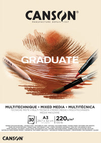 Canson Graduate Mix Media blok Natural 220 g 30 lap A3 ragasztott