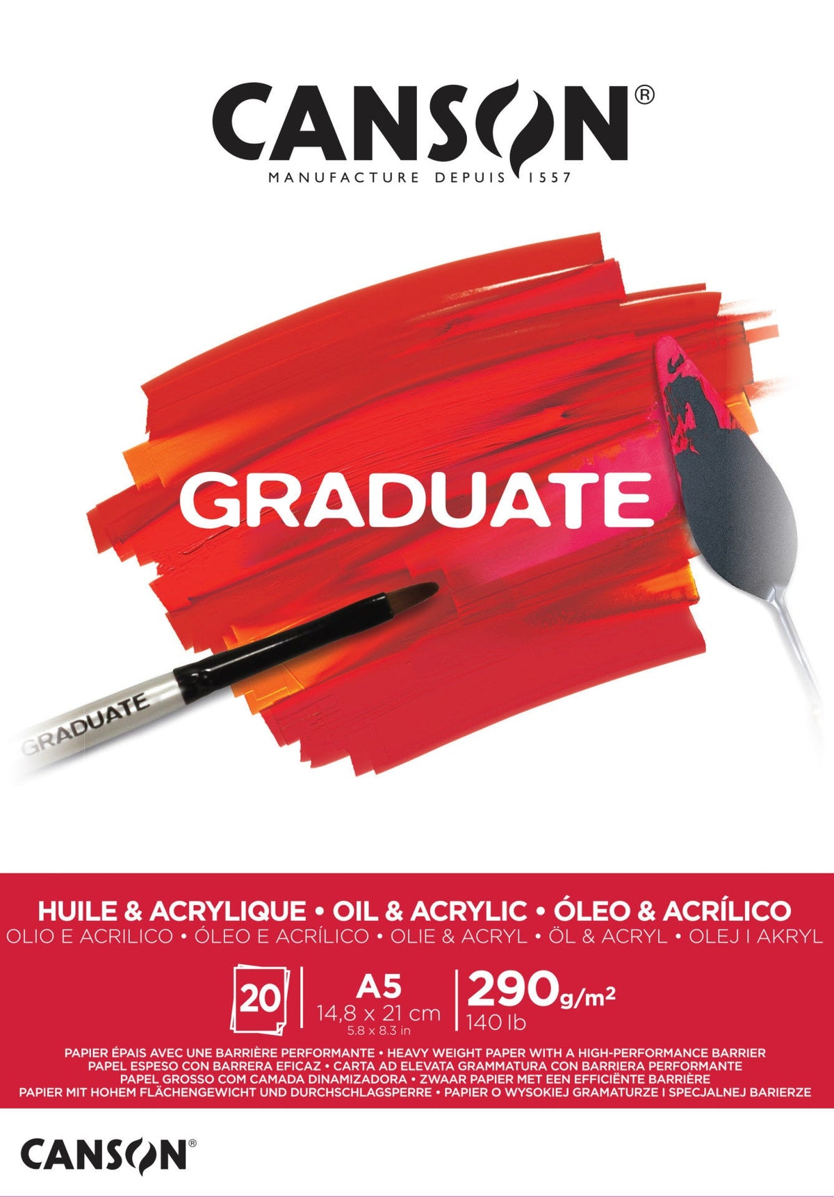Canson Graduate olaj- és akrilfestő tömb 290 g/m² 20 lap A5 ragasztott