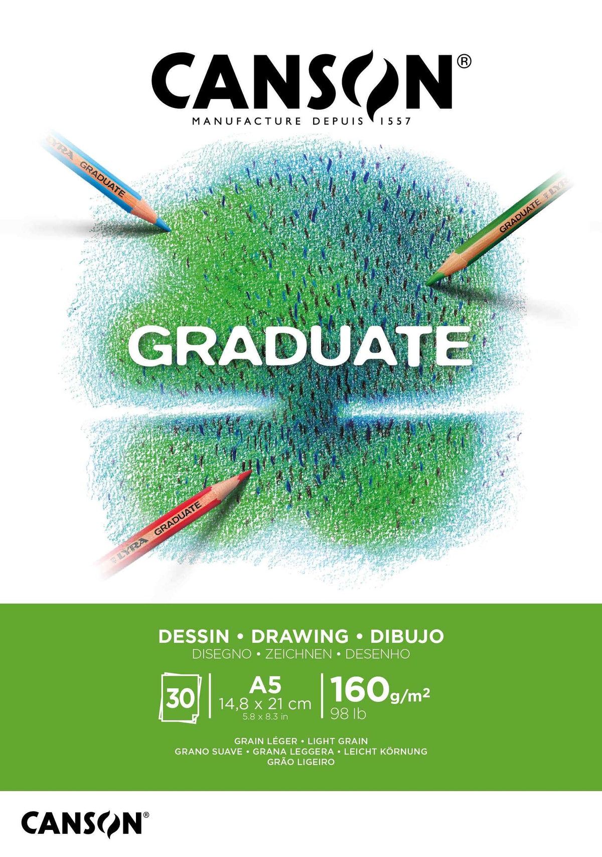 Canson Graduate rajztömb fehér 160 g/m² 30 lap A5 ragasztott