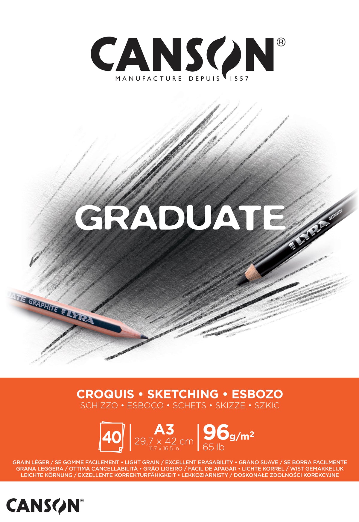 Canson Graduate vázlattömb 96 g/m² 40 lap A3 ragasztott