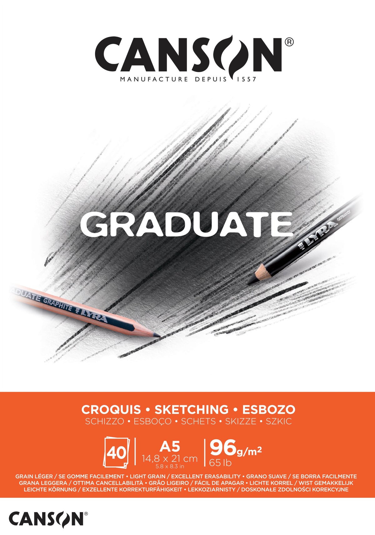 CANSON Graduate vázlattömb 96 g/m², 40 lap, A5, ragasztott