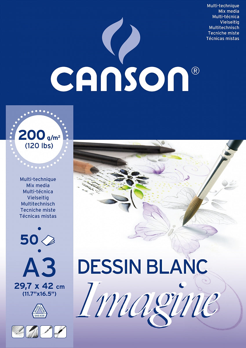 Canson Imagine ragasztott mix media vázlattömb 200 g/m² A3 - 50 lap