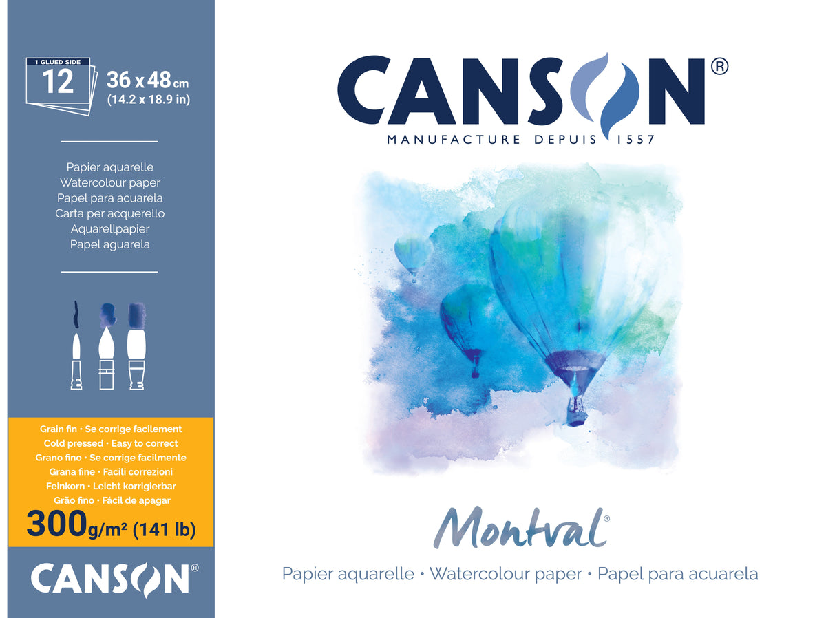 Canson Montval akvarelltömb CP 300 g/m² - 12 lap, 36 x 48 cm tömbösített