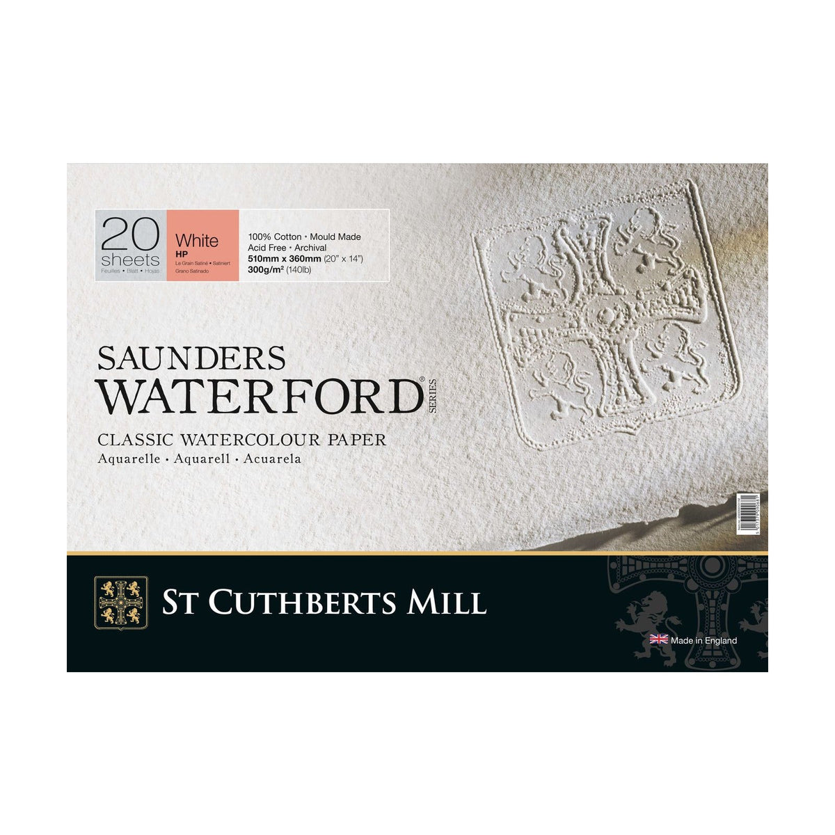 CANSON St Cuthberts Saunders Waterford HP akvarelltömb 300 g/m² 20 lap – 26 51 cm