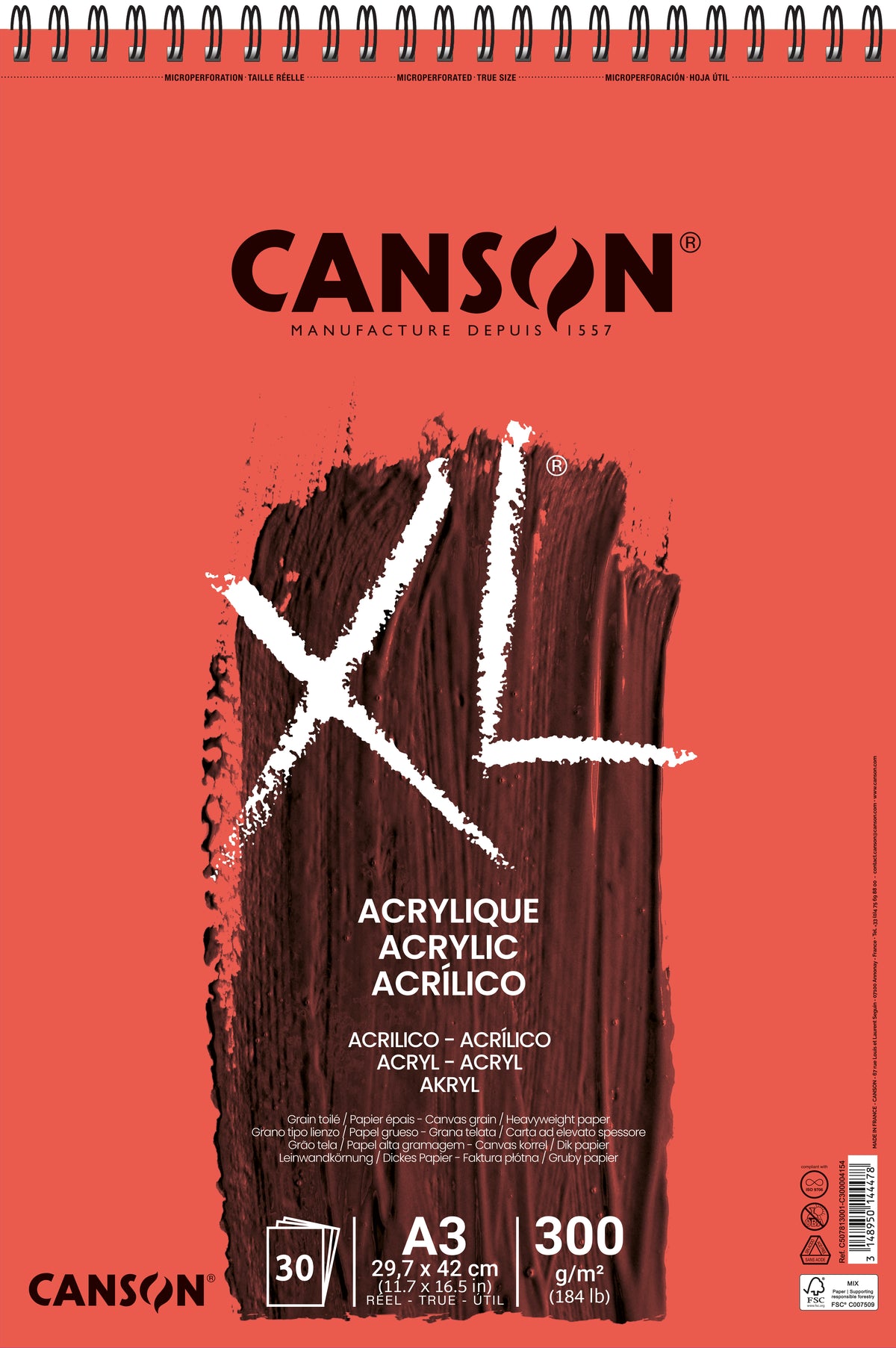 Canson XL akril tömb 300 g 30 lap A3 spirálozott
