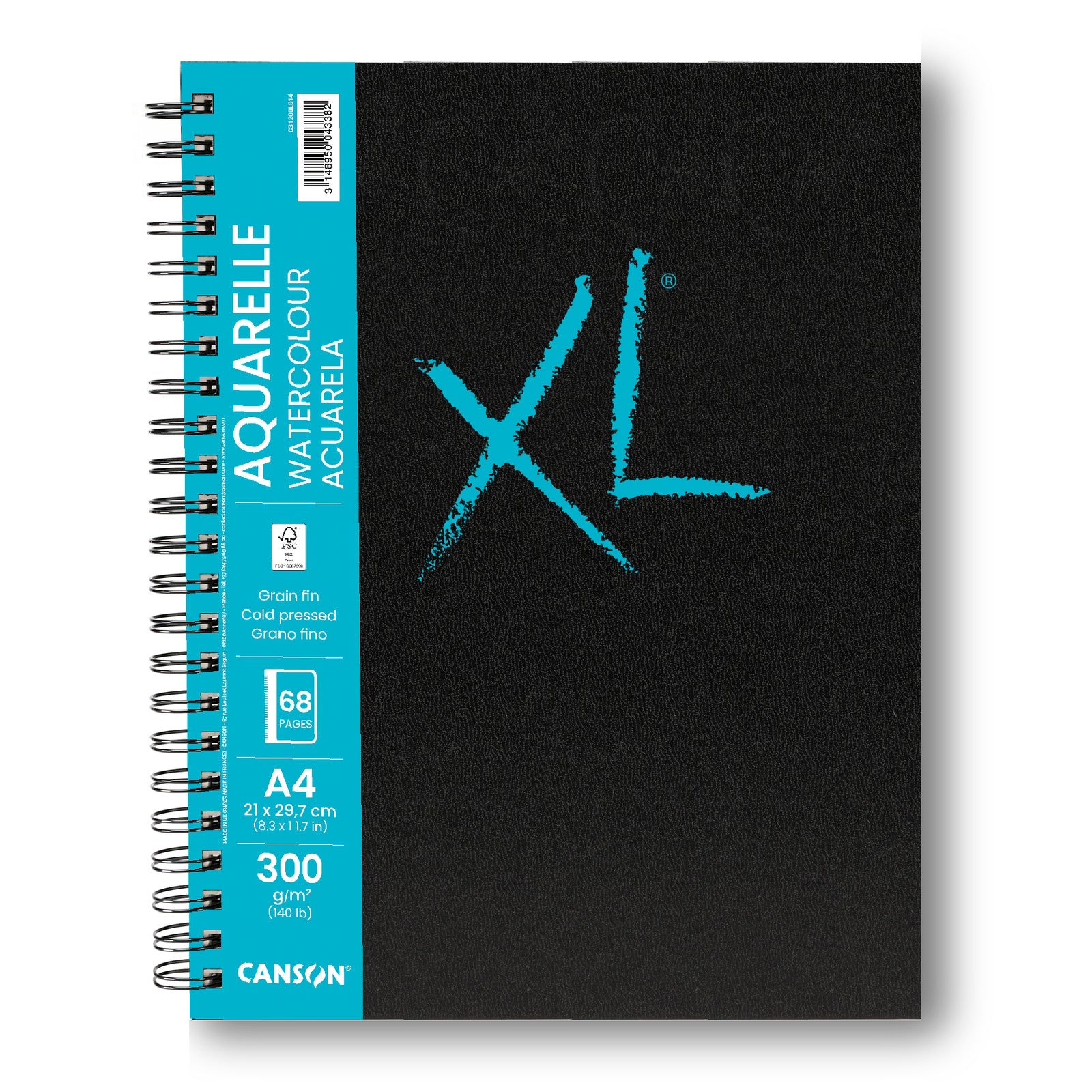 Canson XL Aquarelle akvarelltömb spirálos A4 300 g 68 lap