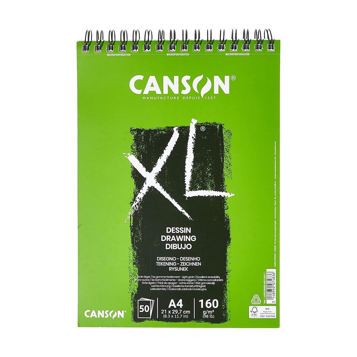 Canson XL Dessin rajztömb A4 160 g/m² 50 lap spirálozott