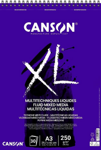 Canson XL Fluid Mix Media tömb 250 g/m², 30 lap, A3, spirálozott