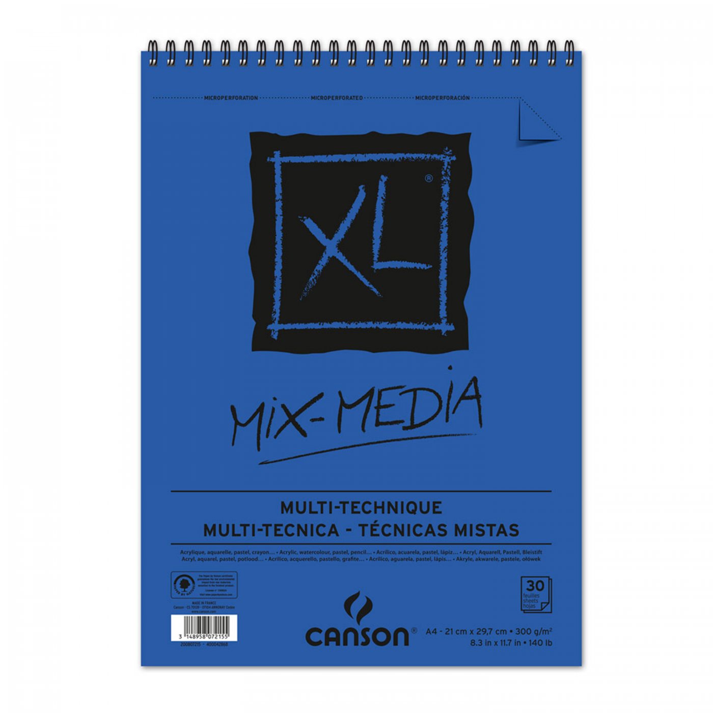 Canson XL Mix Media tömb 300 g/m² 30 lap A4 spirálkötéssel