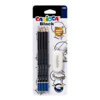 Carioca Black háromszögletű ceruza készlet 2/HB radírral, 4 db