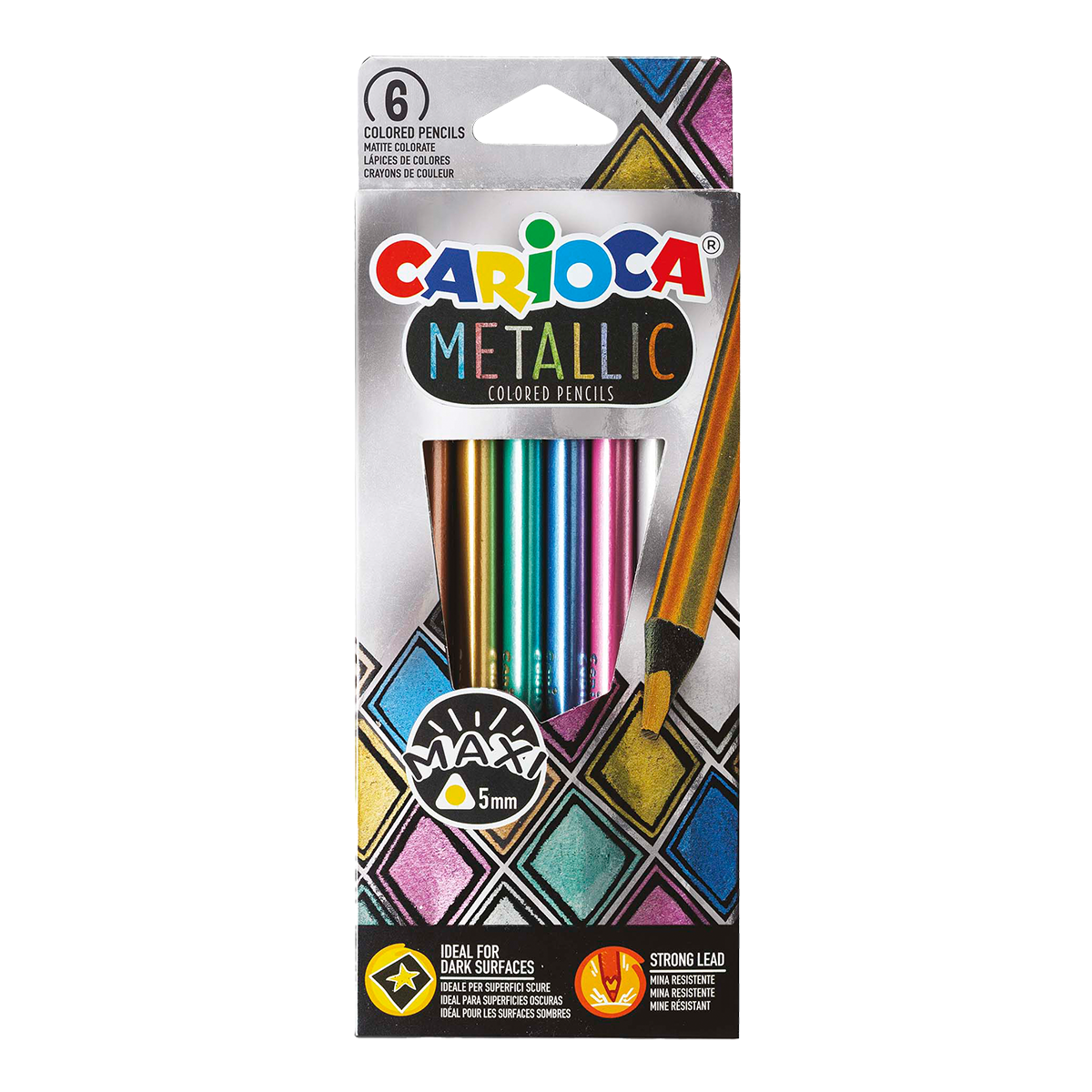 Carioca Metallic háromszögletű metál színes ceruza, 6 db