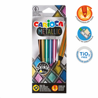 Carioca Metallic háromszögletű metál színes ceruza, 6 db